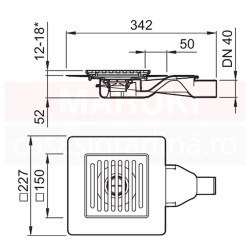 Gura de scurgere ACO MG, cu descarcare orizontala, gratar 140mm x 140mm, cod 2245.25.15