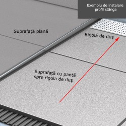 Profil din inox pentru compensare panta dus, ACO ShowerStep, stanga, lungime 990mm, inaltime 12.5 mm, finisaj mat